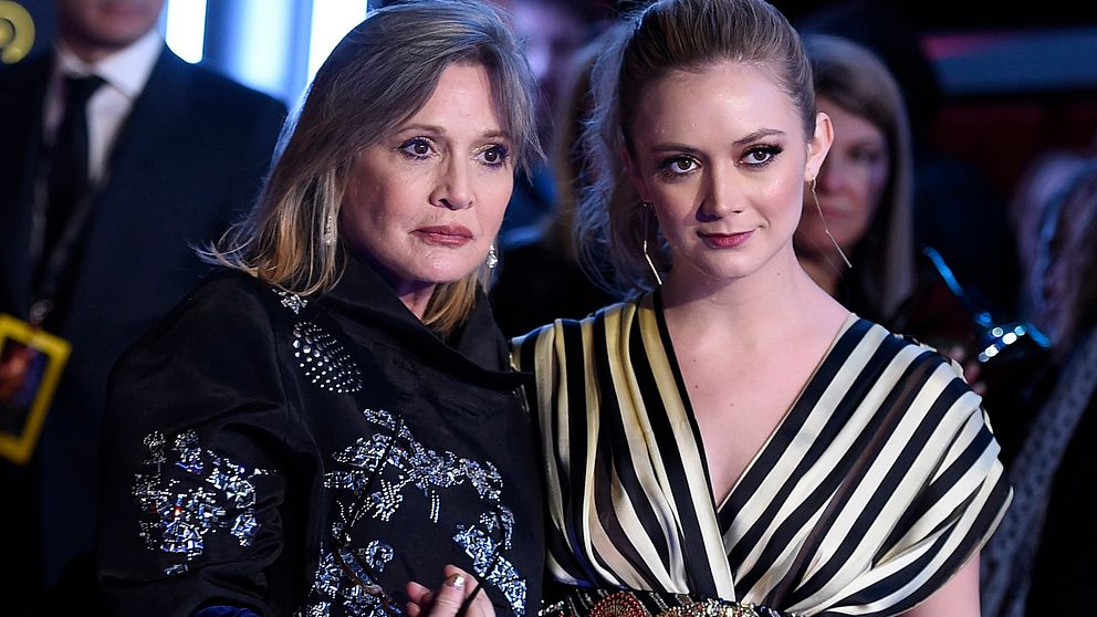 Carrie Fisher och Billie Lourd vid premiären av ”The force awakens” 2015.