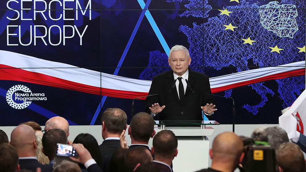 Lag och rättvisas partiledare Jaroslaw Kaczynski talar