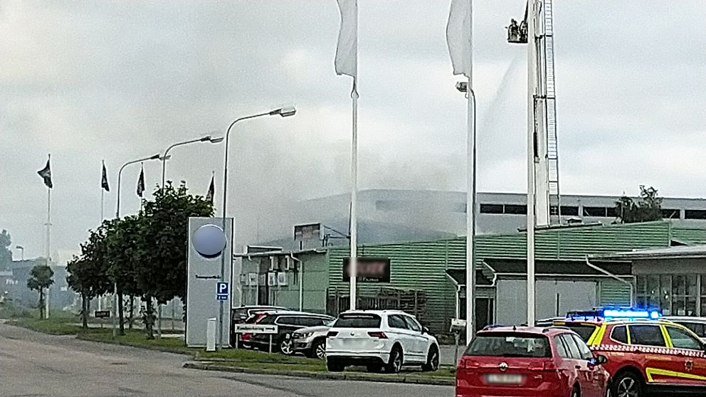 Brand på industriområde i Kungsbacka.