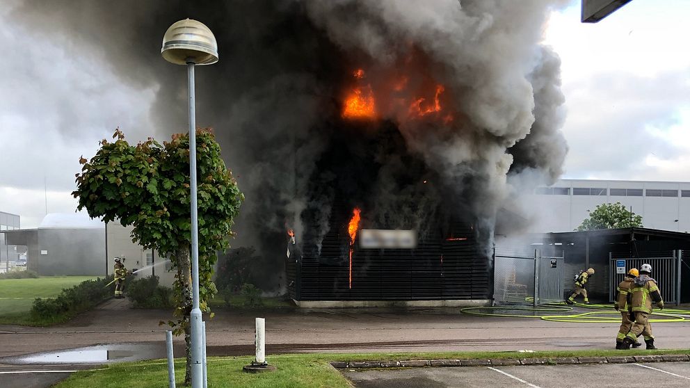 Brand på industri i Kungsbacka.