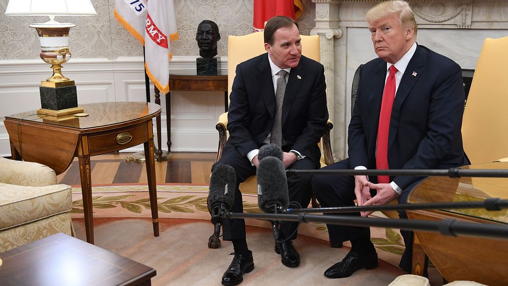 Statsminister Stefan Löfven (S) med USA:s president Donald Trump under deras möte i Vita huset i Washington i mars 2018.  En av de prioriterade frågorna var säkerhetsläget i Östersjöområdet.