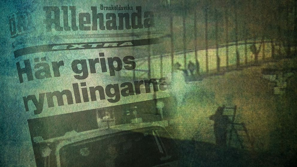 faksimil från Örnsköldsviks Allehanda och övervakningsbilder från fritagningen på Kumlafängelset.