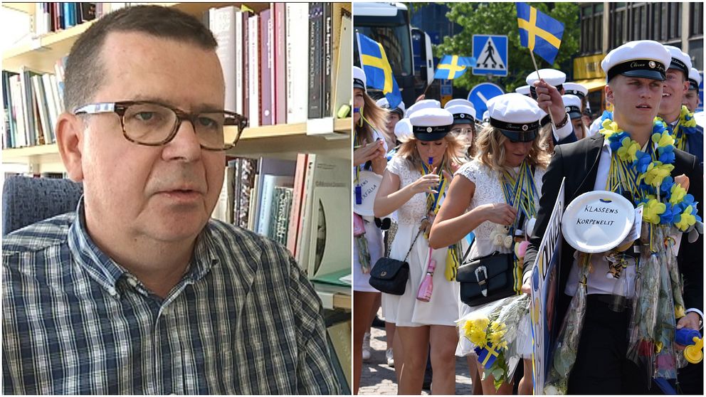 Bengt-Göran Martinsson och studenter.