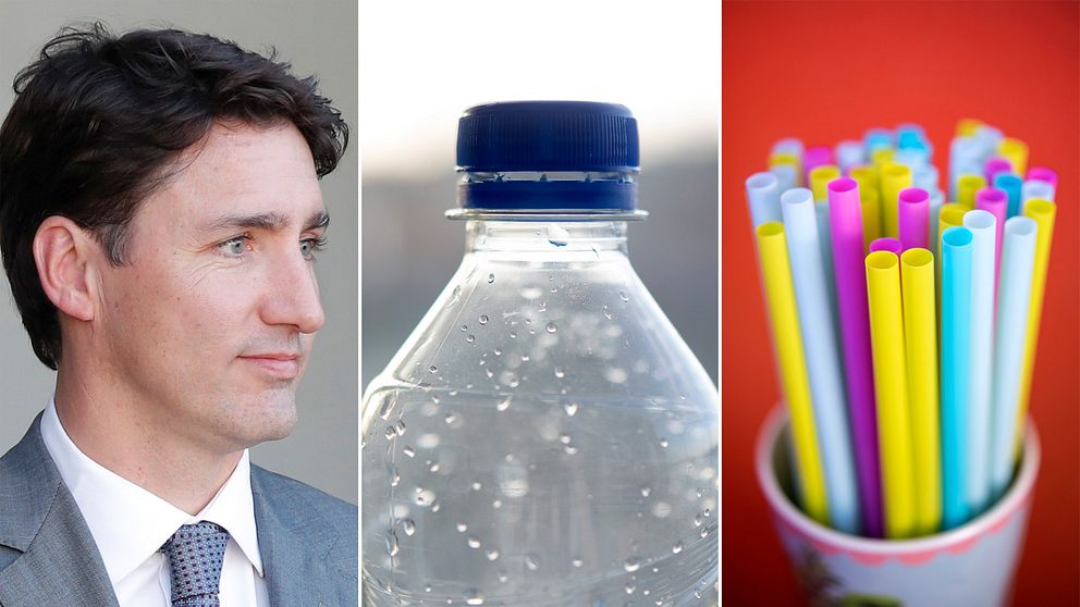 Trudeau, en plastflaska och sugrör