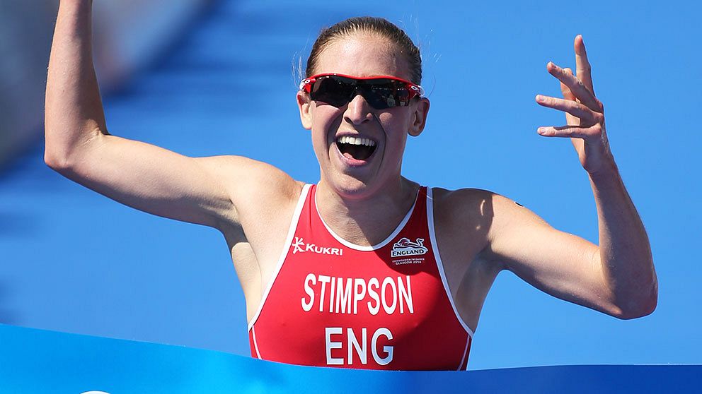 Brittiskan Jodie Stimpson firar efter att ha vunnit i Glasgow i somras. Brittiskan Jodie Stimpson firar efter att ha vunnit i Glasgow i somras.