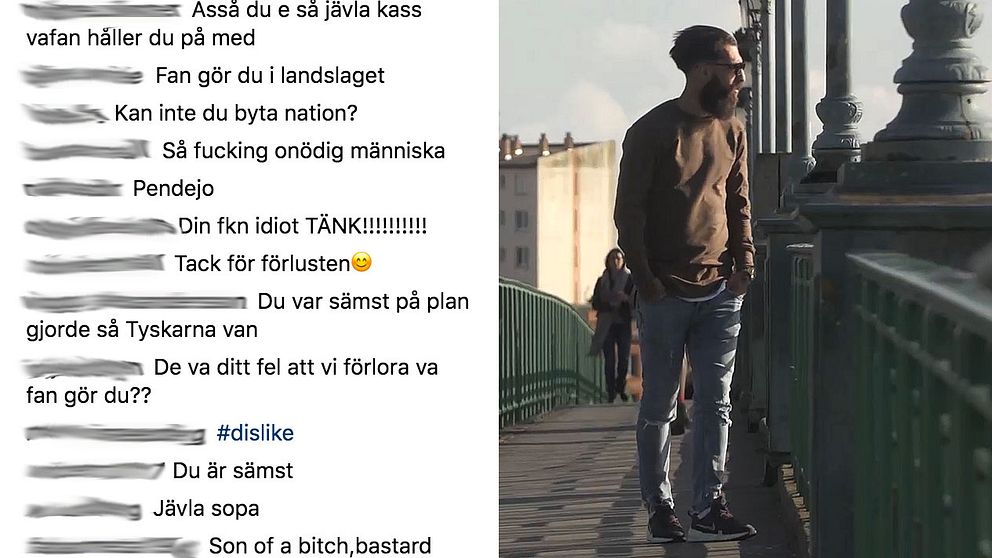 Skärmdump på hatkommentarer och Jimmy Durmaz