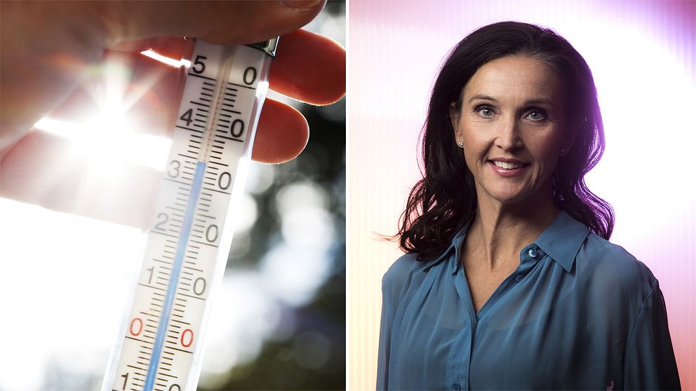 Värmetermometer, SVT:s meteorolog Pia Hultgren.