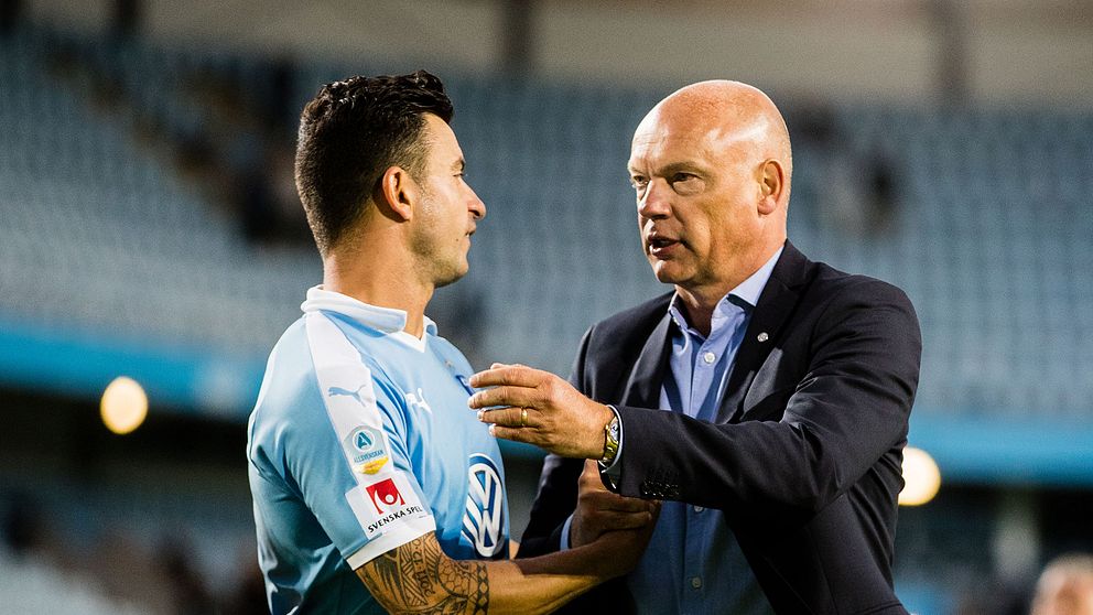 Malmö FFs Behrang Safari och tränare Uwe Rösler efter allsvenska mötet Malmö-Örebro.