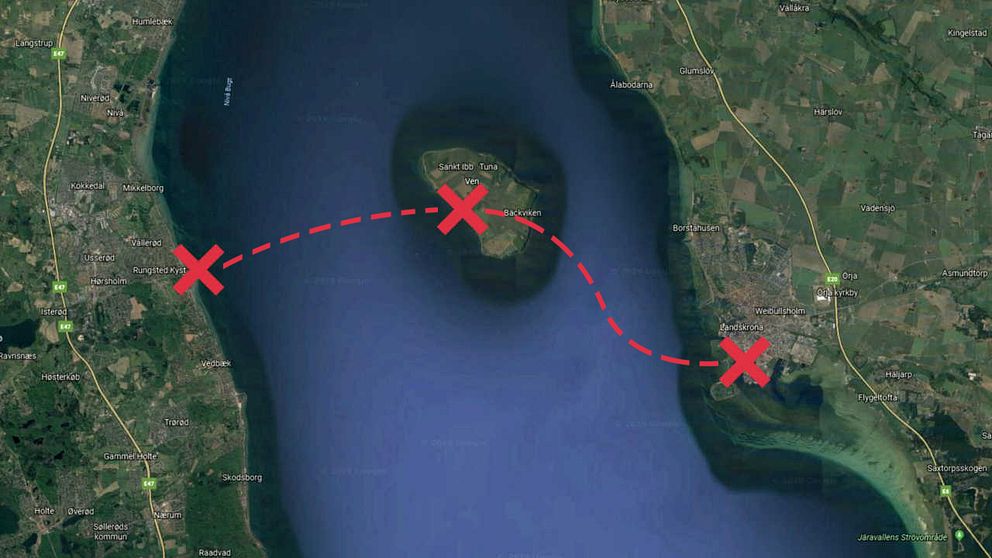 Kartbild över smugglarnas rutt från Danmark via Ven till Landskrona.