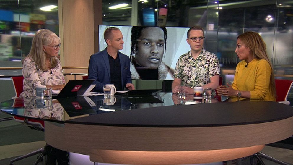 Dennis Martinsson och Ametist Azordegan gästar Morgonstudion i SVT för att diskutera läget för rapparen ASAP Rocky.