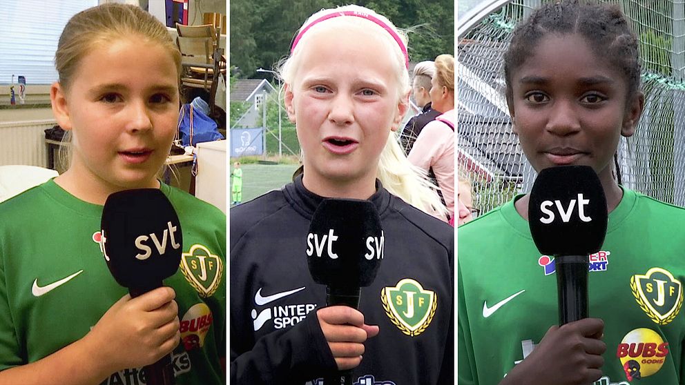 Evelina Söderberg, Emilia Jörgensen och Nelly Svensson spelar alla för Jönköping Södra och rapporterar för SVT Nyheter om hur starten av Gothia Cup varit.