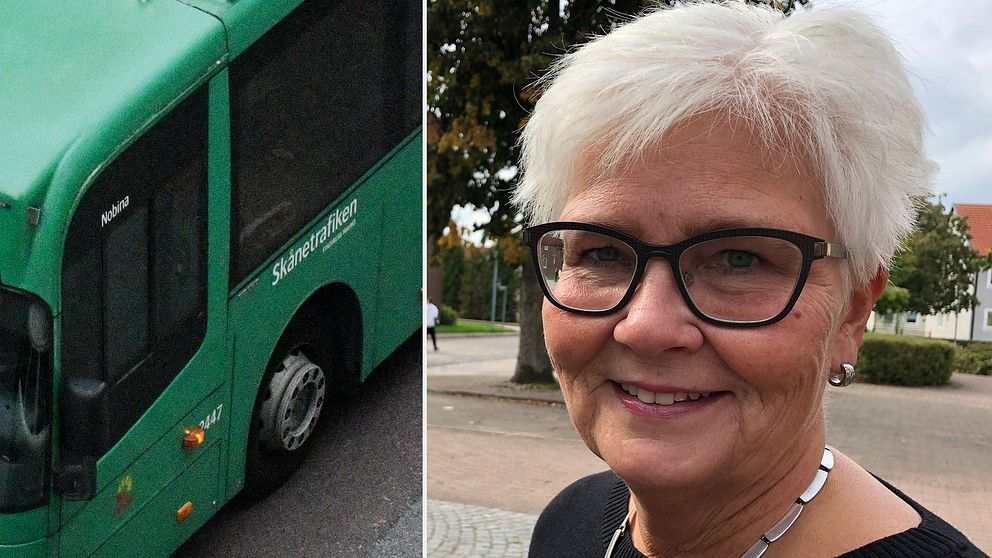 Carina Zachau (M), kollektivtrafiknämndens ordförande i Skåne. Bussen på bilden är inte kopplad till händelsen i artikeln.