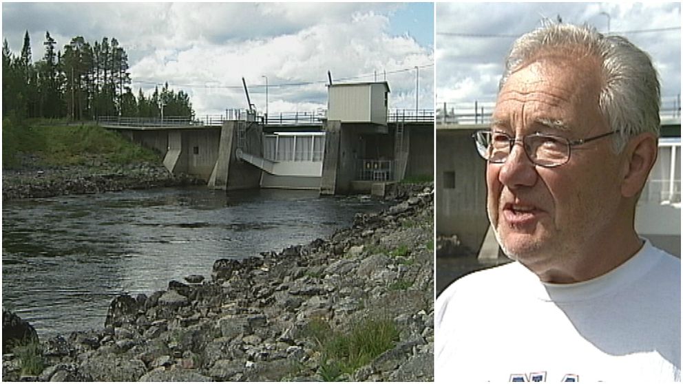 Bild på regleringsdammen i Storsjö och en bild på Staffan Brandelius, ordförande i Storsjö fiskevårdsområde