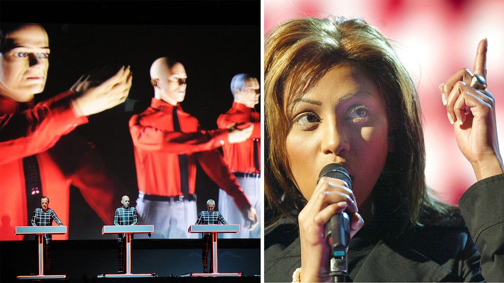 Tyska bandet Kraftwerk på scen, tyska rapparen Sabrina Setlur med mikrofon