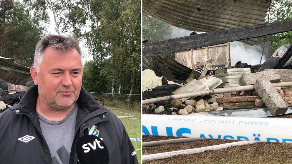 Ranko Bozic är vaktmästare i Nosaby IF. Alla hans maskiner brann upp natten till onsdagen.