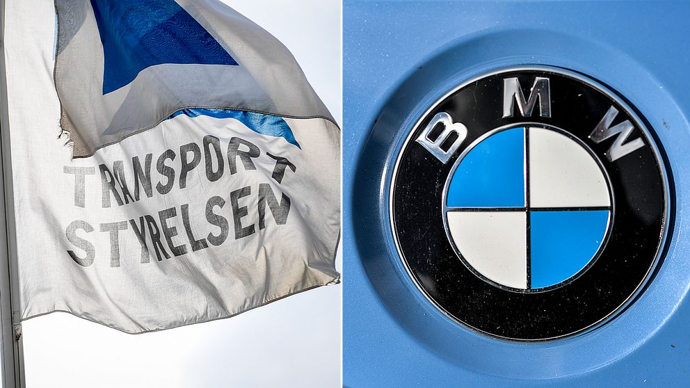 BMW-märke och flagga från transportstyrelsen
