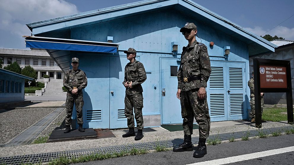 Sydkoreansk militär vid den demilitariserade zonen som skiljer Nord- och Sydkorea åt. Arkivbild.