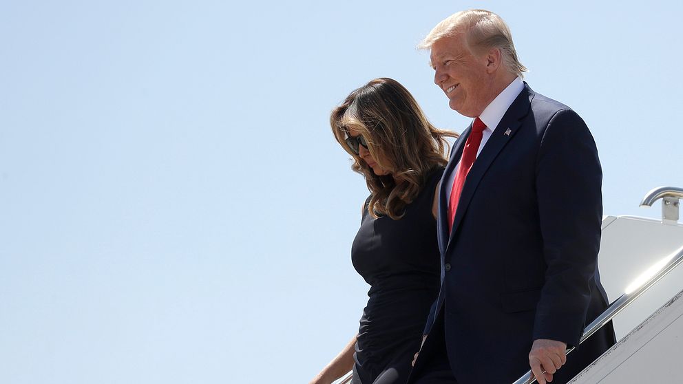 USA:s president Donald Trump och hustrun Melania Trump anländer till El Paso internationella flygplats på onsdagseftermiddagen, lokal tid.