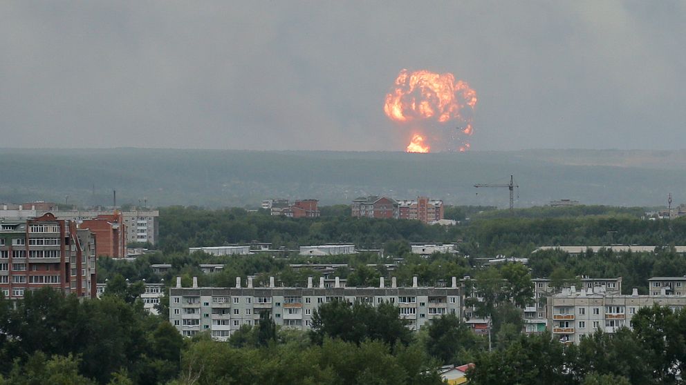 Ammunitionsdepån i sibiriska Krasnojarsk skakas av nya explosioner. Arkivbild.