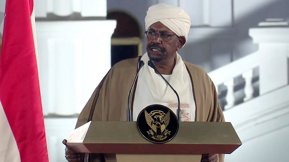 Sudans tidigare president Omar al-Bashir i ett tal från innan han avsattes. Arkivbild.
