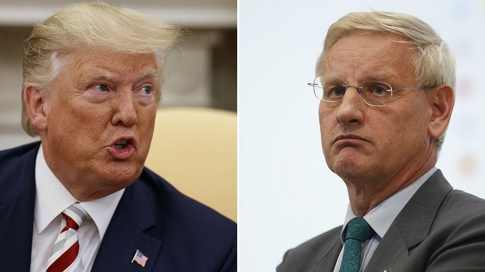 USA:s president Donald Trump och Sveriges tidigare statsminister och utrikesminister Carl Bildt.