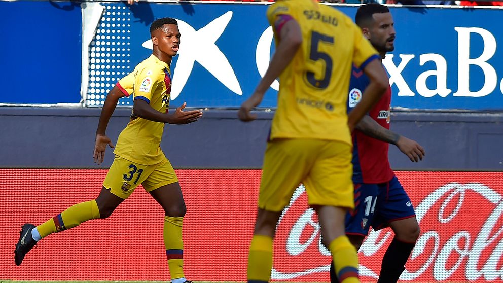 16-årige Ansu Fati blev Barcelonas yngste målskytt någonsin i dag.
