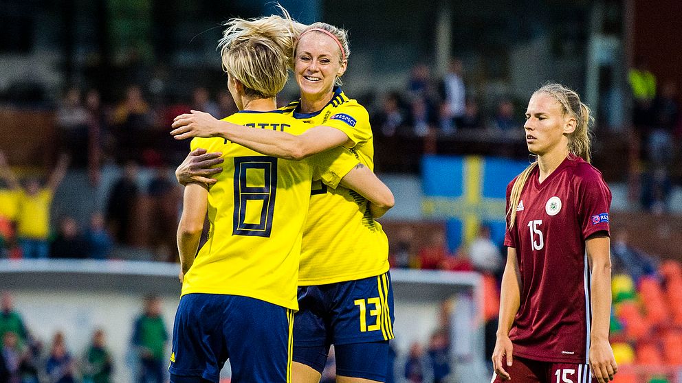 Amanda Ilestedt gjorde ett av Sveriges mål mot Lettland.