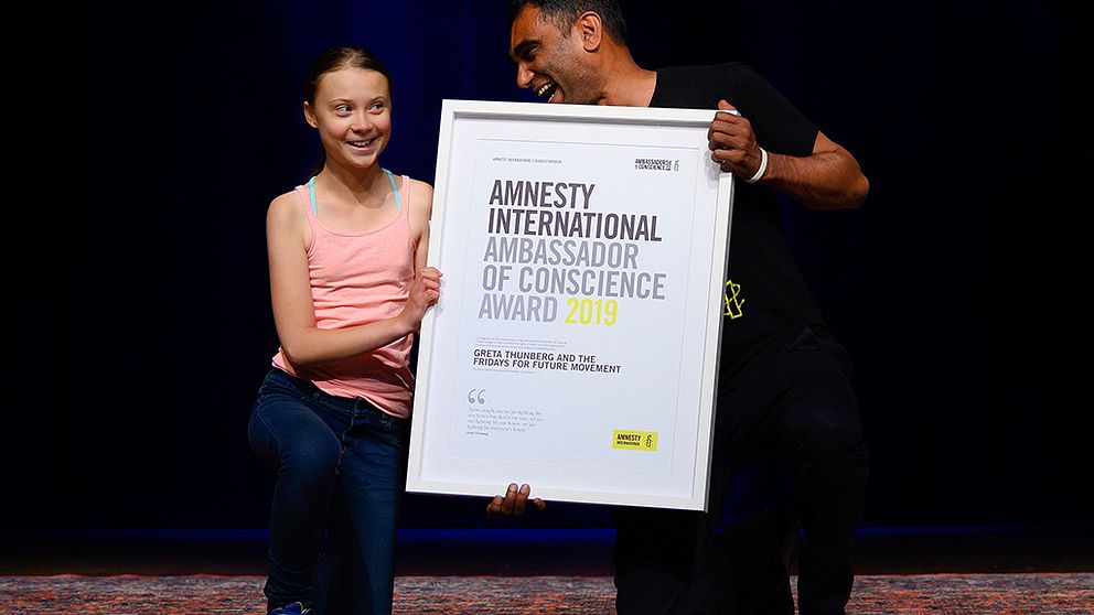 Greta Thunberg fick utmärkelse av Amnesty
