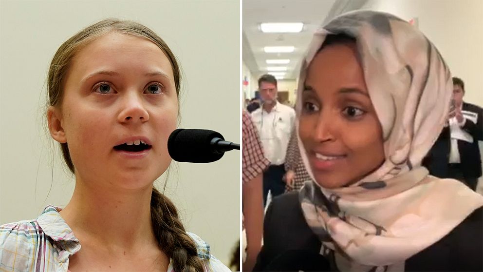 Greta Thunberg och Ilhan Omar.