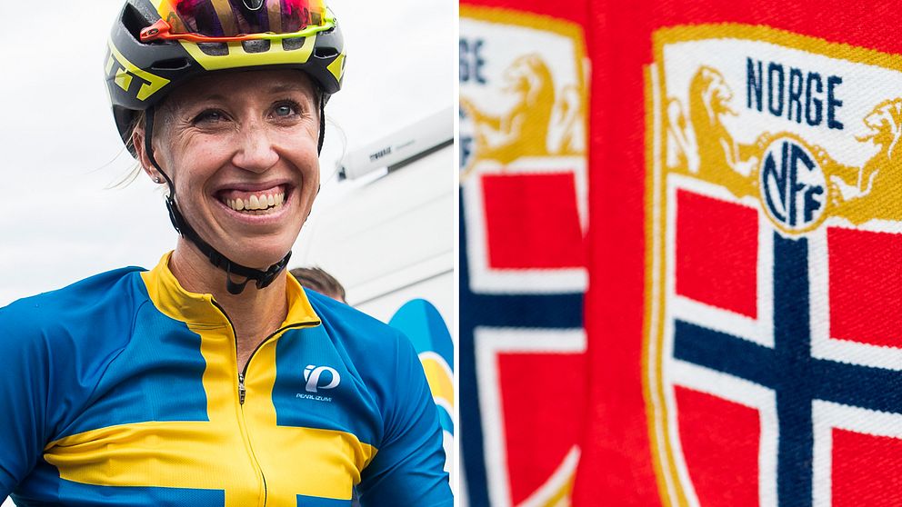 Lisa Nordén efter linjeloppet i världscuptävlingen i cykel i augusti i Vårgårda.