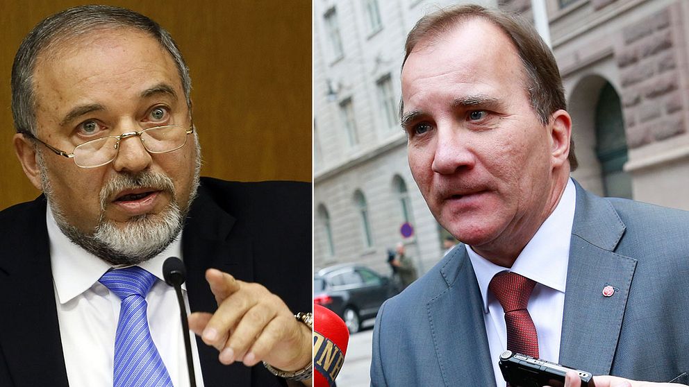 Israels utrikesminister Avigdor Lieberman och statsminister Stefan Löfven.