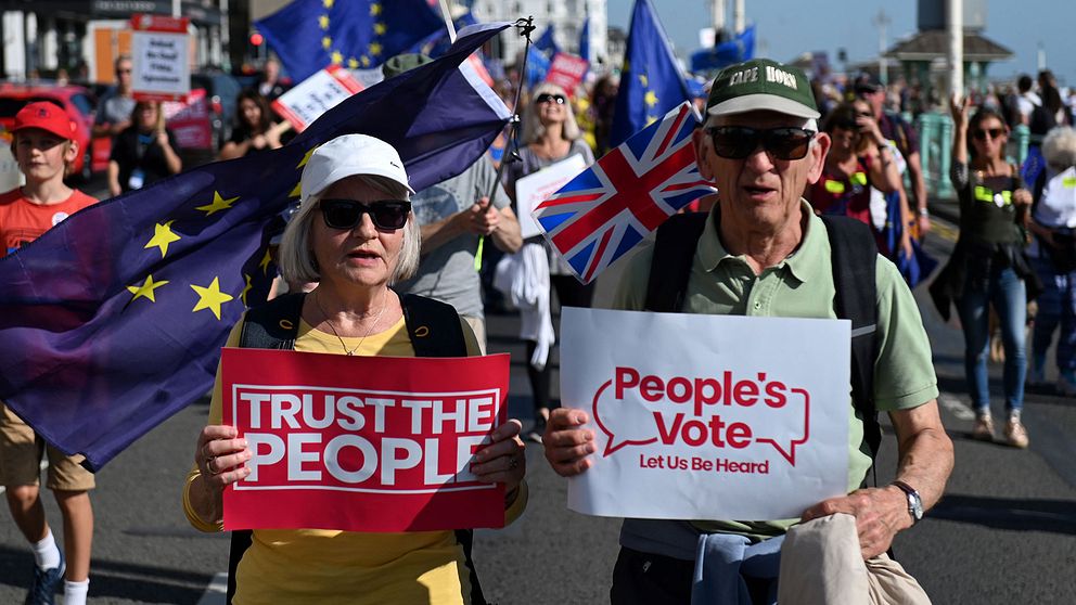 Demonstranter vid Labours-kongress som kräver en ny folkomröstning om brexit