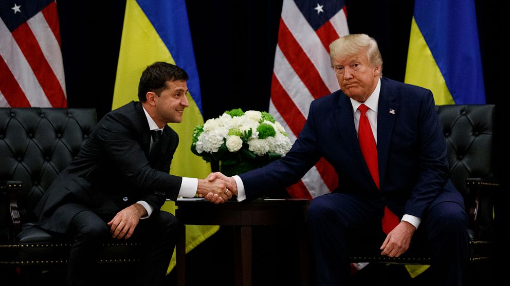 USA:s president Donald Trump och Ukrainas president Volodymyr Zelenskiy höll en gemensam pressträff om telefonsamtalet.