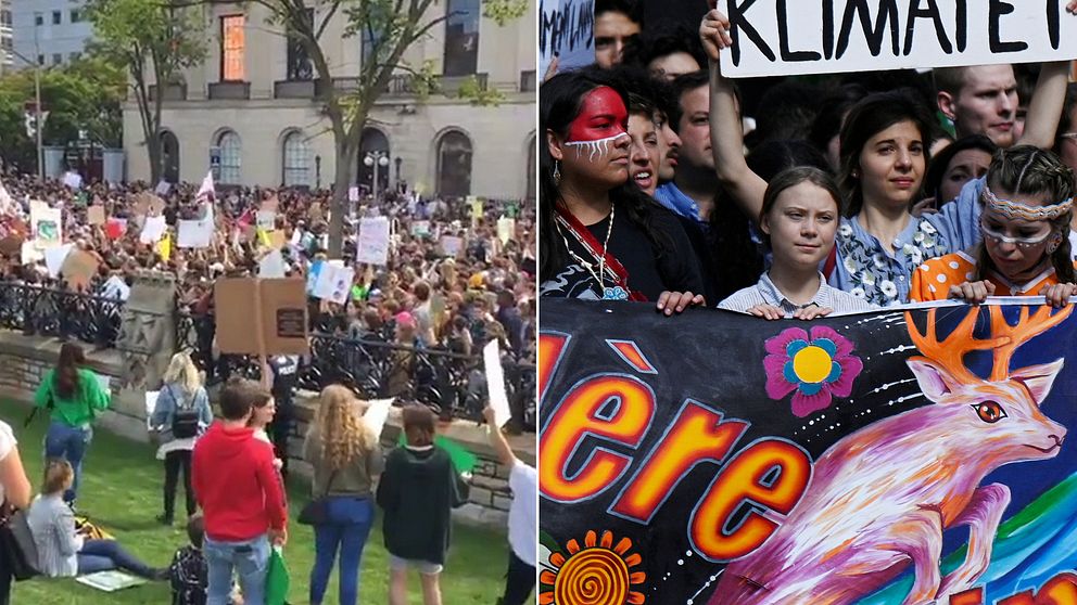 Greta Thunberg demonstrerar i Montreal under fredagen