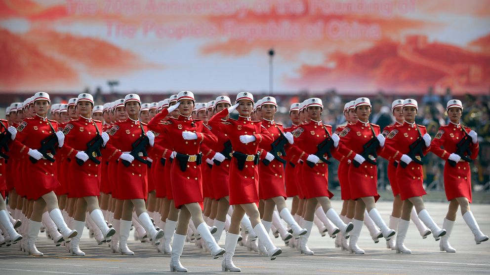 Kinesisk milis i Peking den 1 oktober 2019.