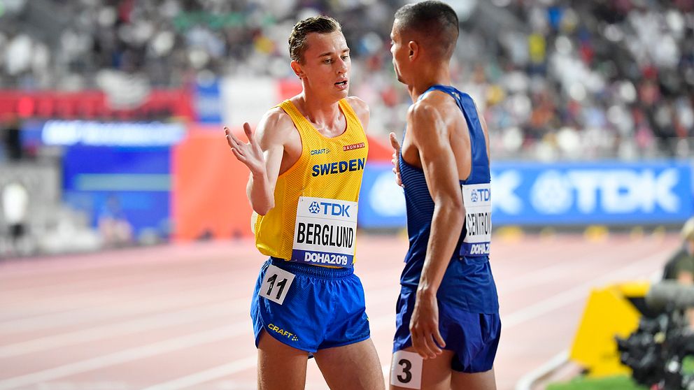 Sveriges Kalle Berglund efter finalen i herrarnas 1,500m under friidrotts-VM i Doha.