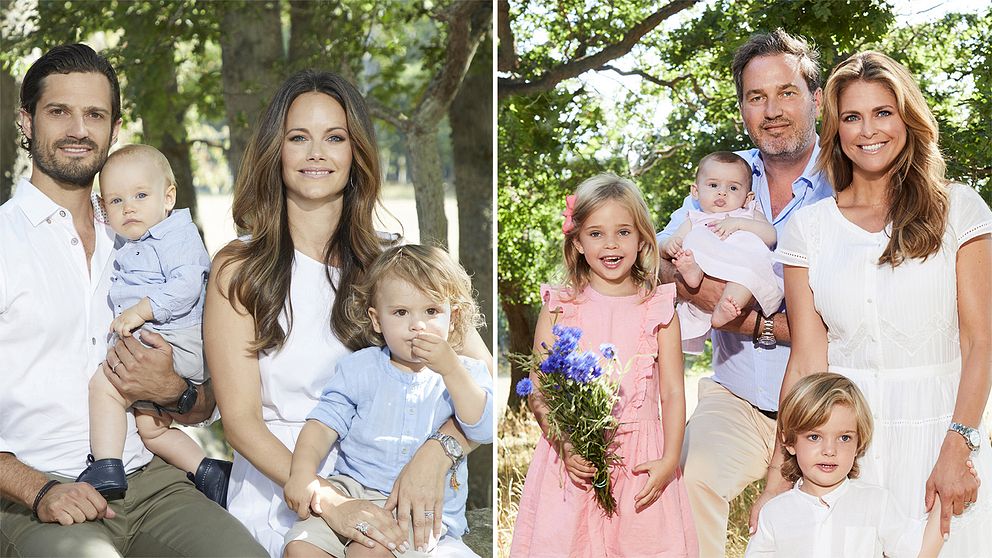 Carl Philip med familj och prinsessan Madeleine med familj.