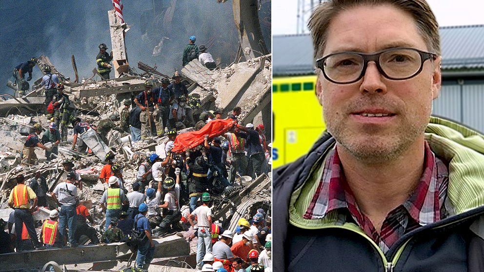 räddningspersonal vid World Trade Center, New York, 2001. Fredrik Granholm, överläkare inom ambulanssjukvården i Västernorrland.