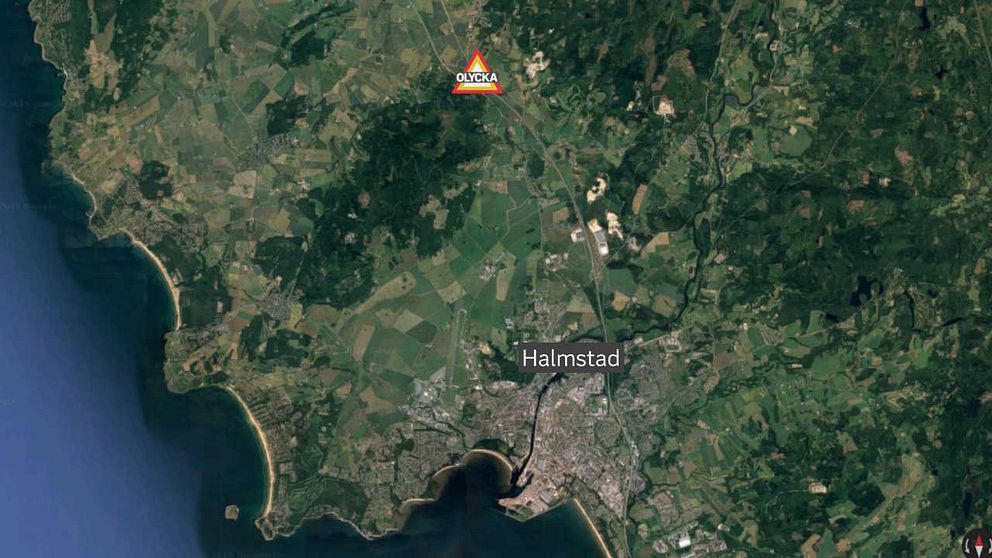 Olyckan inträffade en bit norr om Halmstad.