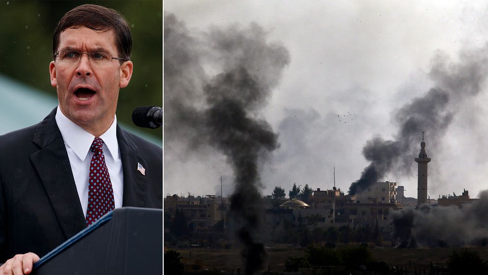 USA:s försvarsminister Mark Esper har framför att USA vill att Turkiet avbryter  offensiven i Syrien.