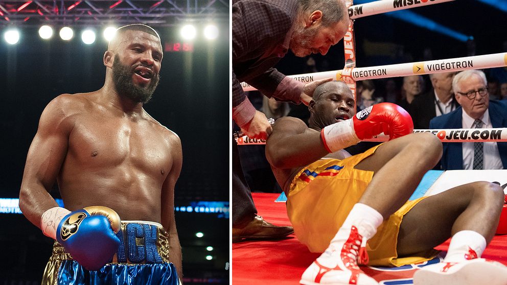 Vänster: Badou Jack. Höger: Adonis Stevenson i sin sista boxningsmatch, när han blev knockad i december 2018.