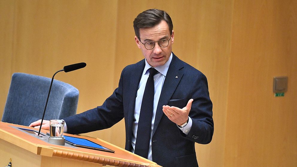 Moderaternas partiledare Ulf Kristersson i EU-debatten i riksdagen