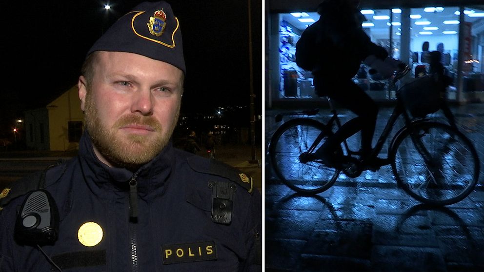 Oskar Åberg, yttre befäl vid polisen i Uppsala, tycker att alldeles för många saknar belysning på sin cykel.