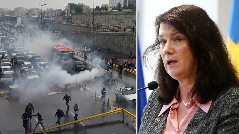 Utrikesminister Ann Linde fördömer våldet mot demonstranterna i Iran.