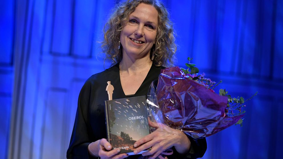 Marit Kapla vinner Årets svenska skönlitterära bok för Osebol under Augustgalan 2019 i Stockholms Konserthus
