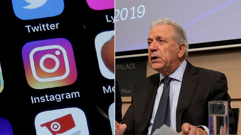 EU:s kommissionär för migration och inrikes frågor, Dimitris Avramopoulos (höger), presenterade narkotikarapporten i Bryssel den 26 november 2019.