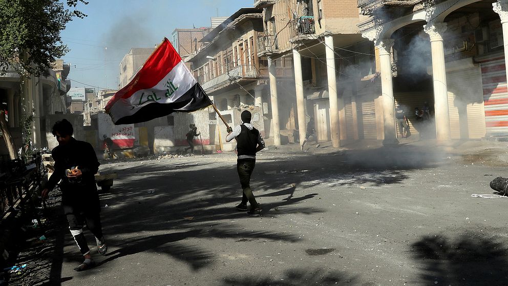 Protesterna har pågått i nästan två månader. Bilden är från Bagdad, den 22 november.