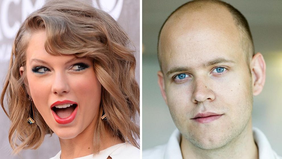 Taylor Swift valde i början av november att ta bort sin musik från musikjänsten. Till höger Spotifys grundare Daniel Ek.