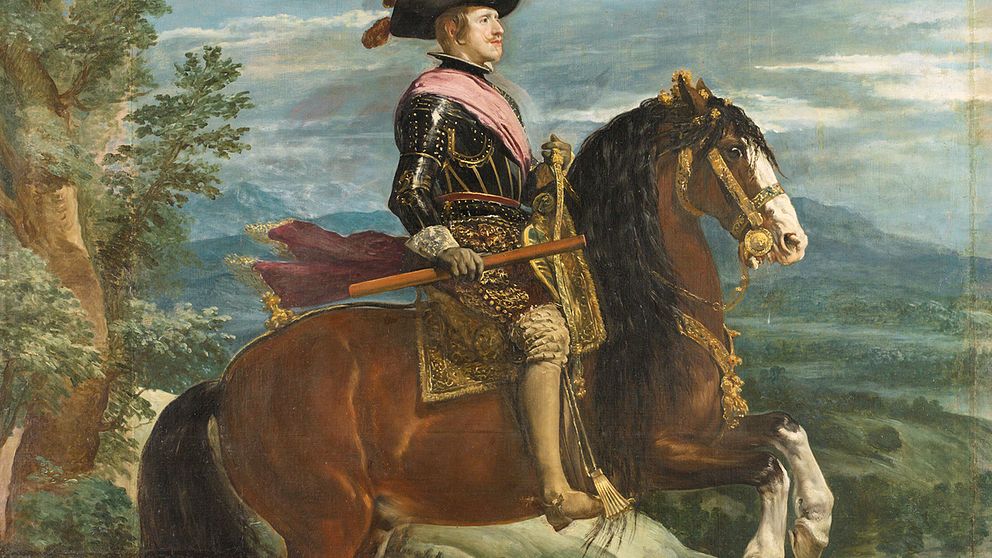 Felipe IV till häst målad av Diego Velasquez omkring 1635.