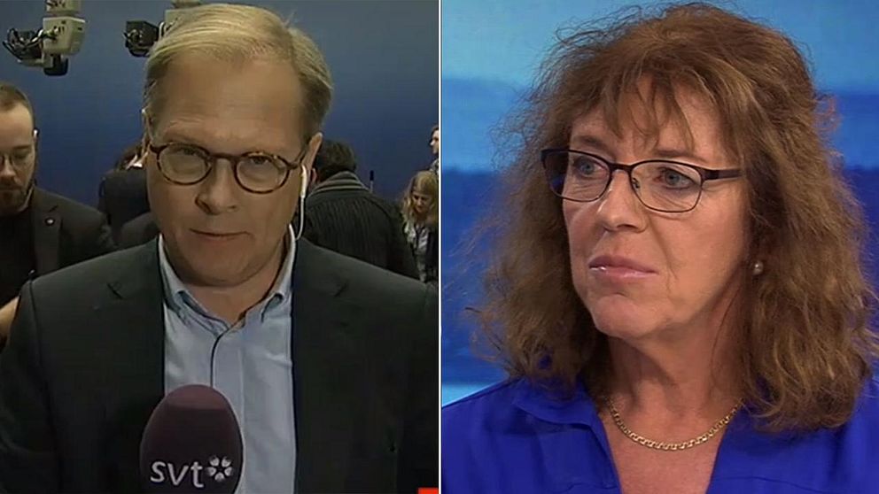 SVT:s politiska kommentatorer Mats Knutson och Margit Silberstein.